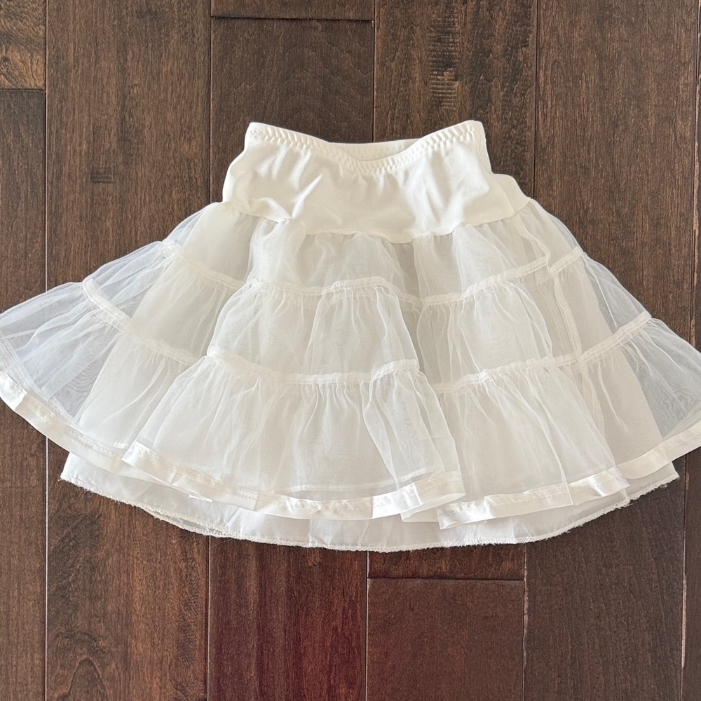 Grace Karin Girls Layered  Ballet Dance Tutu White Skirt with Elastic Waistbamd